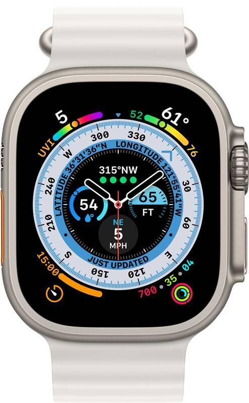 Chytré hodinky Apple Watch Ultra GPS Cellular, 49mm pouzdro z titanu - bílý oceánský řemínek, Chytré, hodinky, Apple, Watch, Ultra, GPS, Cellular, 49mm, pouzdro, z, titanu, bílý, oceánský, řemínek