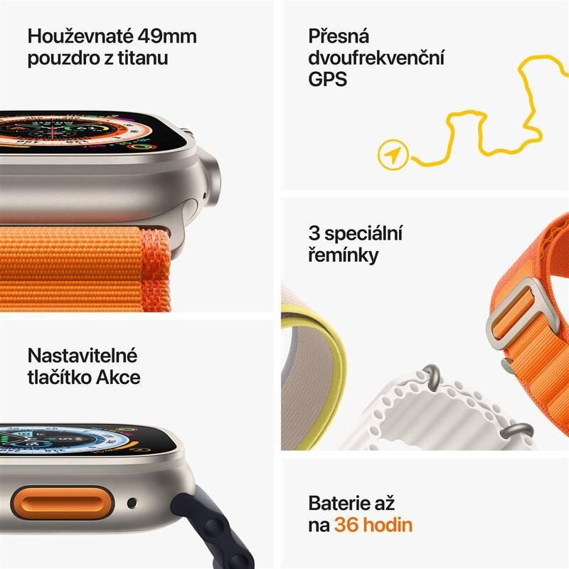 Chytré hodinky Apple Watch Ultra GPS Cellular, 49mm pouzdro z titanu - hvězdně bílý alpský tah - L