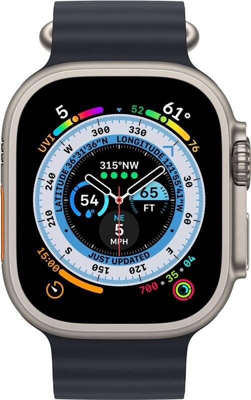 Chytré hodinky Apple Watch Ultra GPS Cellular, 49mm pouzdro z titanu - temně inkoustový oceánský řemínek
