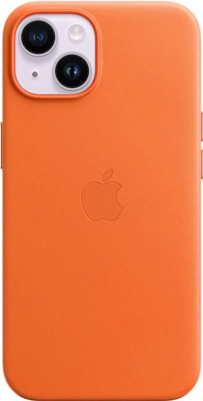 Kryt na mobil Apple Leather Case s MagSafe pro iPhone 14 - oranžový