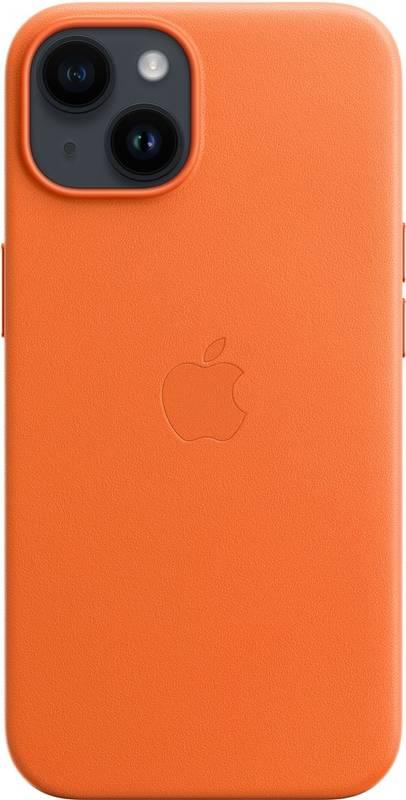 Kryt na mobil Apple Leather Case s MagSafe pro iPhone 14 - oranžový