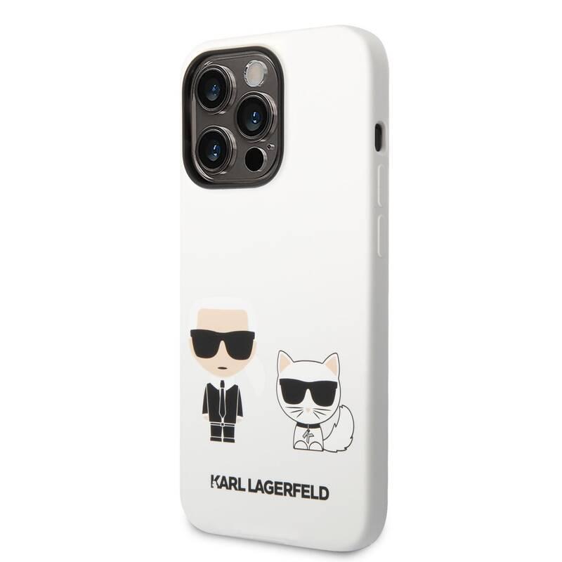 Kryt na mobil Karl Lagerfeld and Choupette Liquid Silicone na Apple iPhone 14 Pro Max bílý