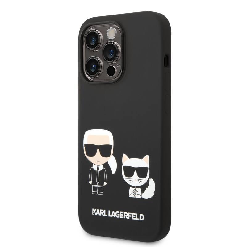 Kryt na mobil Karl Lagerfeld and Choupette Liquid Silicone na Apple iPhone 14 Pro Max černý