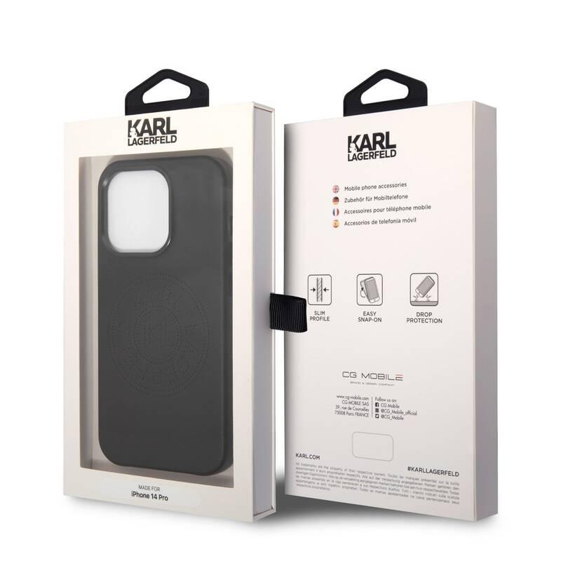Kryt na mobil Karl Lagerfeld Leather Perforated Logo na Apple iPhone 14 Pro černý