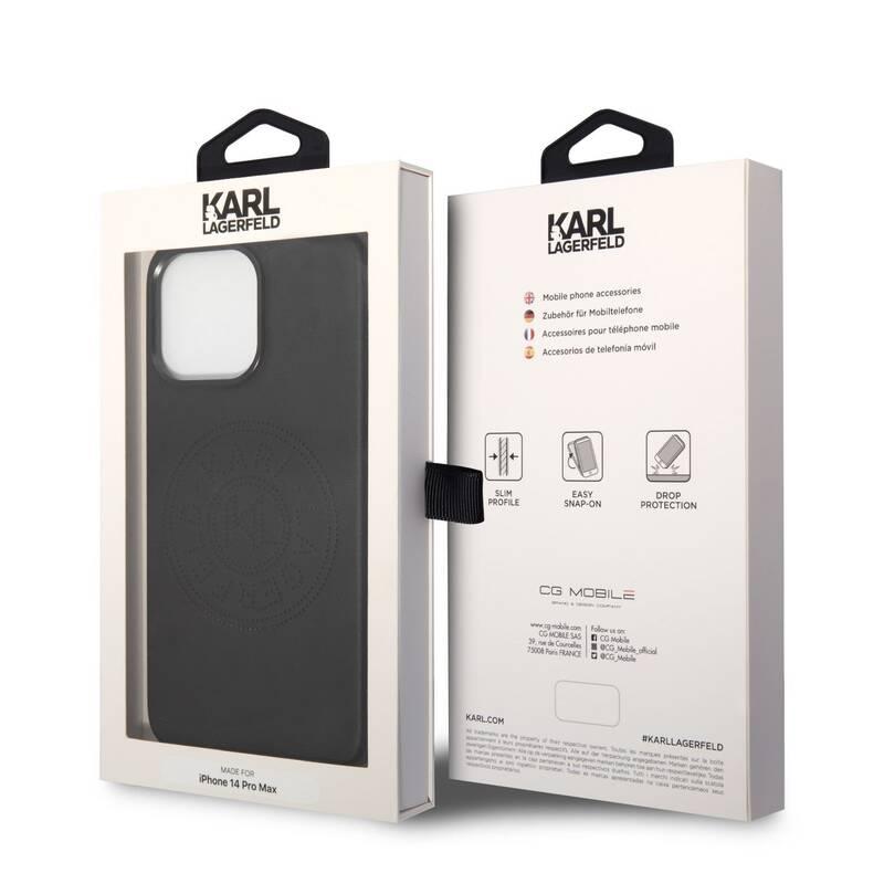 Kryt na mobil Karl Lagerfeld Leather Perforated Logo na Apple iPhone 14 Pro Max černý