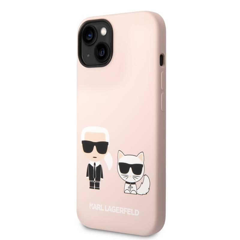 Kryt na mobil Karl Lagerfeld MagSafe Liquid Silicone Karl and Choupette na Apple iPhone 14 růžový