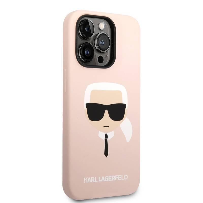 Kryt na mobil Karl Lagerfeld MagSafe Liquid Silicone Karl Head na Apple iPhone 14 Pro Max růžový