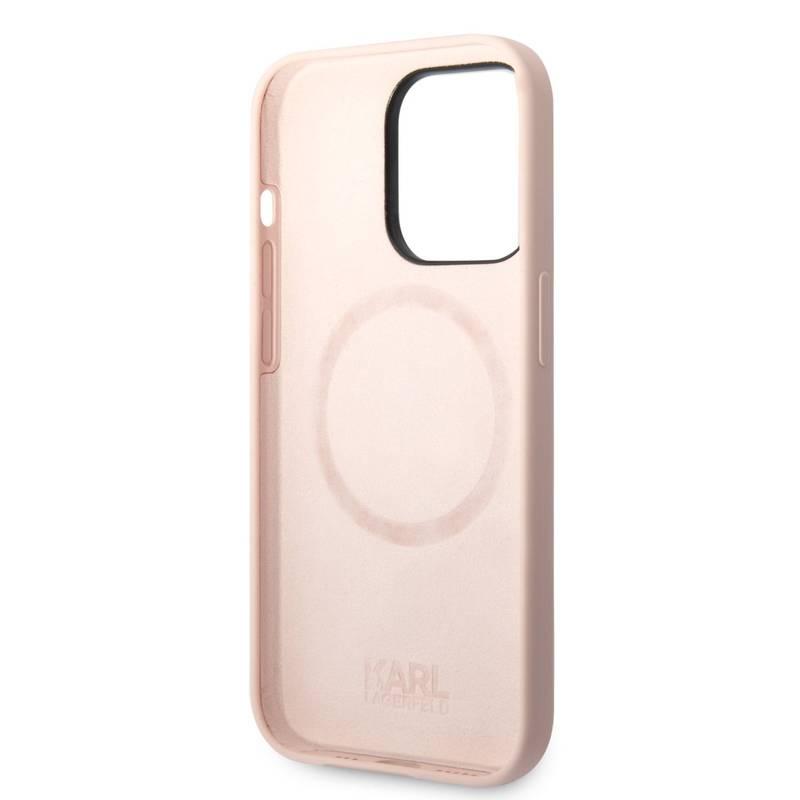 Kryt na mobil Karl Lagerfeld MagSafe Liquid Silicone Karl Head na Apple iPhone 14 Pro Max růžový