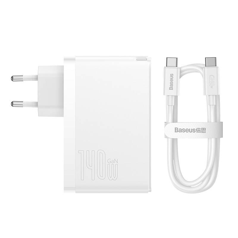 Nabíječka do sítě Baseus GaN5 Pro, 2x USB-C USB-A 140W bílá