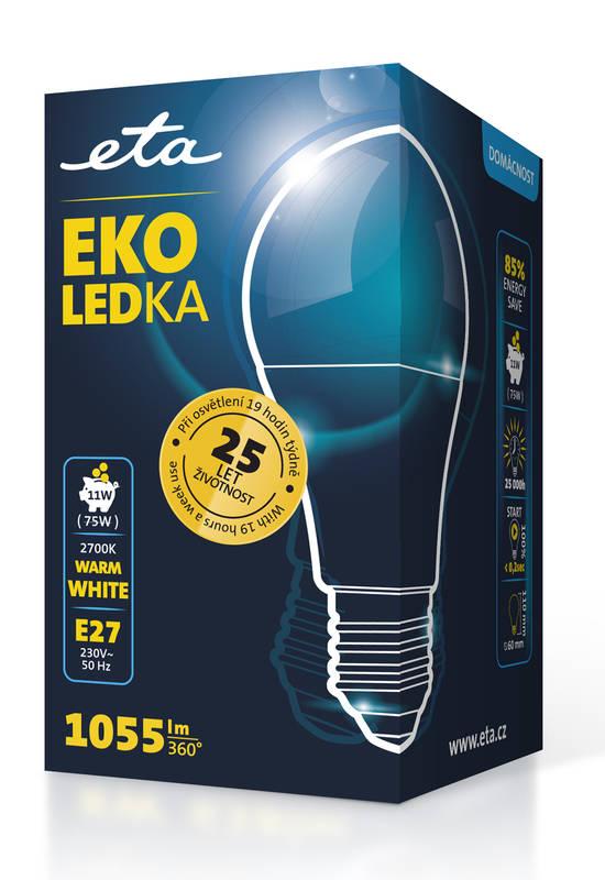 Žárovka LED ETA EKO LEDka klasik 11W, E27, teplá bílá, Žárovka, LED, ETA, EKO, LEDka, klasik, 11W, E27, teplá, bílá