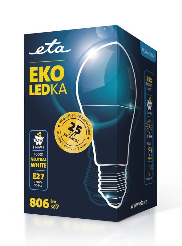 Žárovka LED ETA EKO LEDka klasik 8,5W, E27, neutrální bílá, Žárovka, LED, ETA, EKO, LEDka, klasik, 8,5W, E27, neutrální, bílá