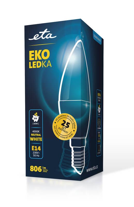 Žárovka LED ETA EKO LEDka svíčka 8W, E14, neutrální bílá, Žárovka, LED, ETA, EKO, LEDka, svíčka, 8W, E14, neutrální, bílá