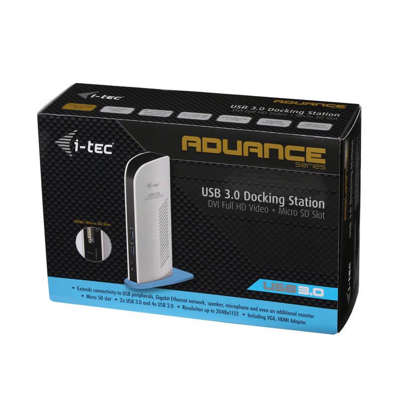 Dokovací stanice i-tec Advance DVI Video microSDXC, USB 3.0