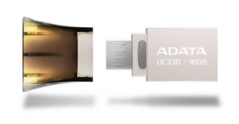 USB Flash ADATA UC330 16GB OTG MicroUSB USB 2.0 hnědý, USB, Flash, ADATA, UC330, 16GB, OTG, MicroUSB, USB, 2.0, hnědý