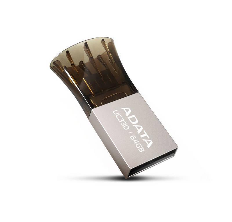 USB Flash ADATA UC330 64GB OTG MicroUSB USB 2.0 hnědý, USB, Flash, ADATA, UC330, 64GB, OTG, MicroUSB, USB, 2.0, hnědý