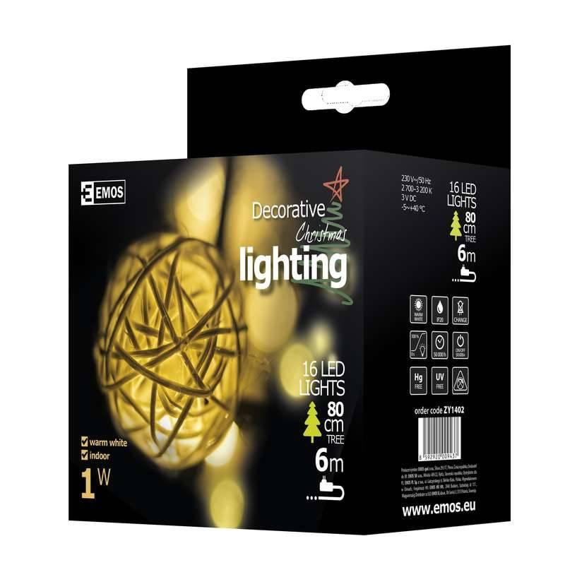 Vánoční osvětlení EMOS 16 LED, 3m, řetěz , teplá bílá, vnitřní použití
