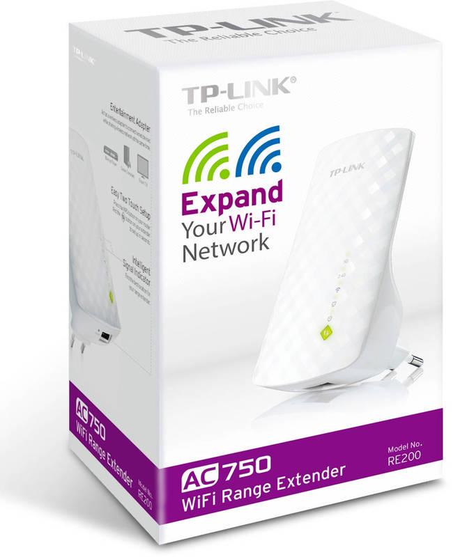 WiFi extender TP-Link RE200 AC750 bílý, WiFi, extender, TP-Link, RE200, AC750, bílý