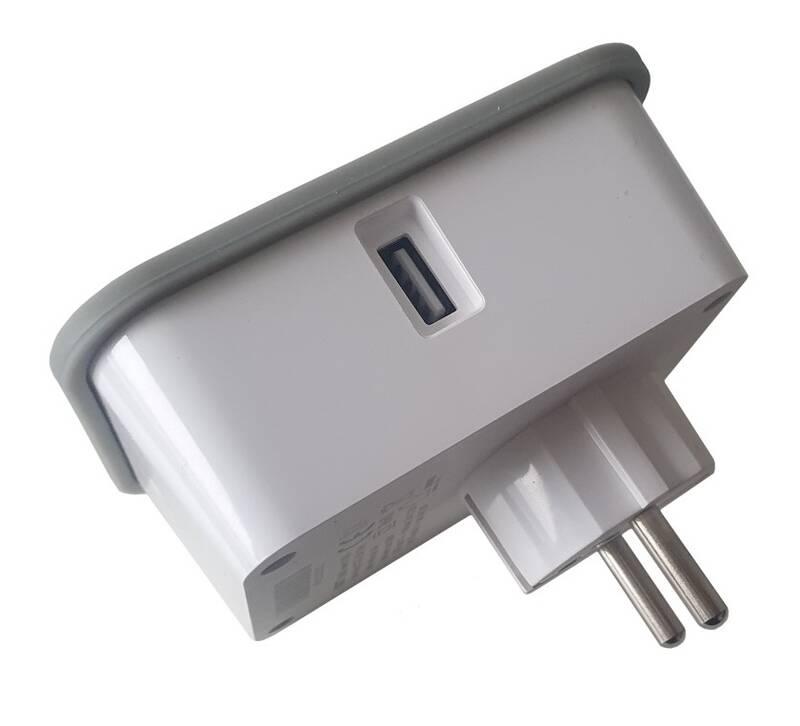 Chytrá zásuvka iGET Power 2 USB HOME - Wi-Fi, 2x USB a měřením spotřeby bílá