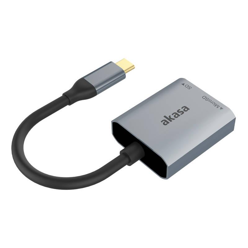 Čtečka paměťových karet akasa SD, microSD, USB 3.2 Type-C