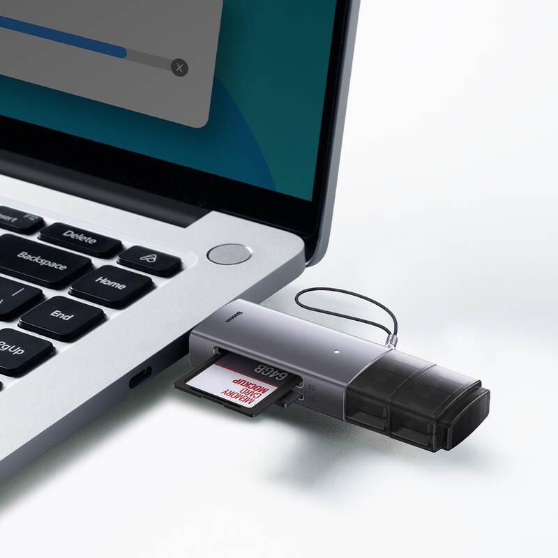 Čtečka paměťových karet Baseus Lite Series USB-A USB-C SD, microSD šedá