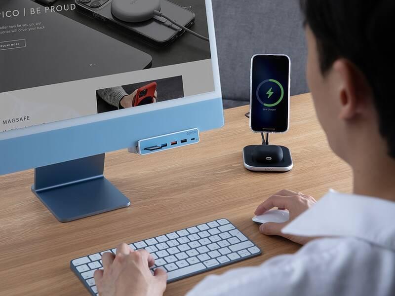 Bezdrátová nabíječka Epico 2v1 MagSafe Wireless černá