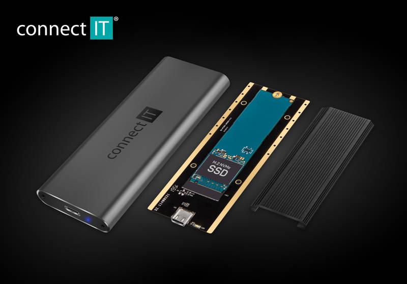 Externí rámeček Connect IT AluSafe externí box pro SSD disky M.2 NVMe, 10 Gbps, USB-C