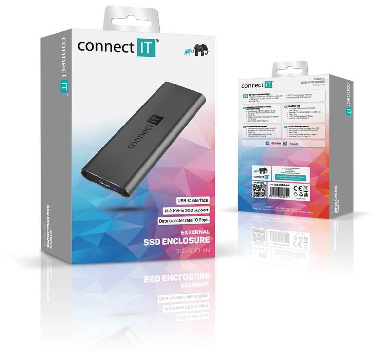 Externí rámeček Connect IT AluSafe externí box pro SSD disky M.2 NVMe, 10 Gbps, USB-C, Externí, rámeček, Connect, IT, AluSafe, externí, box, pro, SSD, disky, M.2, NVMe, 10, Gbps, USB-C