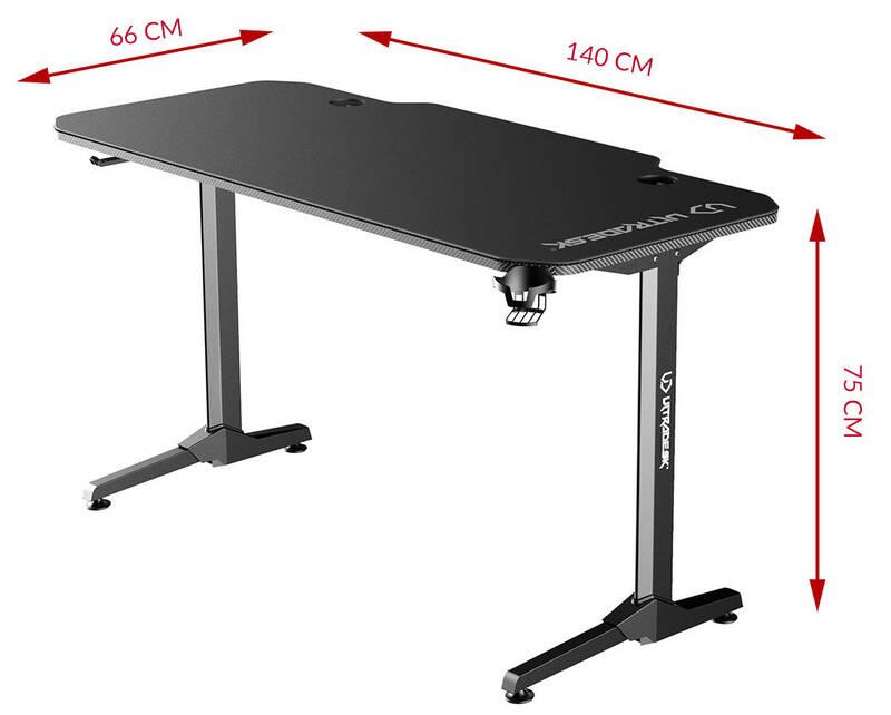 Herní stůl ULTRADESK FRAG 140 x 66 cm černý bílý