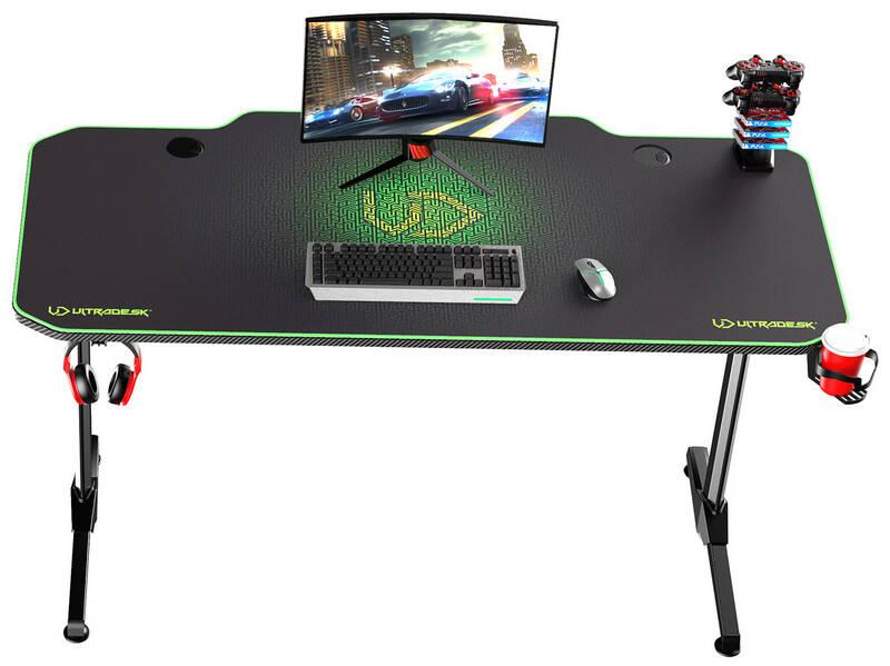 Herní stůl ULTRADESK FRAG 140 x 66 cm černý zelený