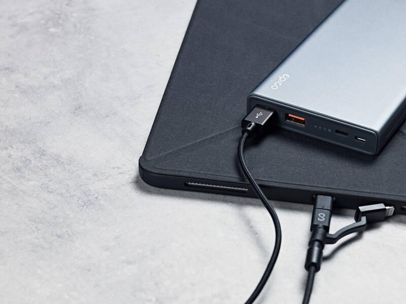 Kabel Epico 3v1 USB USB-C, Lightning, Micro USB, 1,2m černý