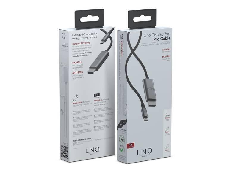 Kabel Linq byELEMENTS USB-C Display Port, 8K 60Hz PRO, 2m černý