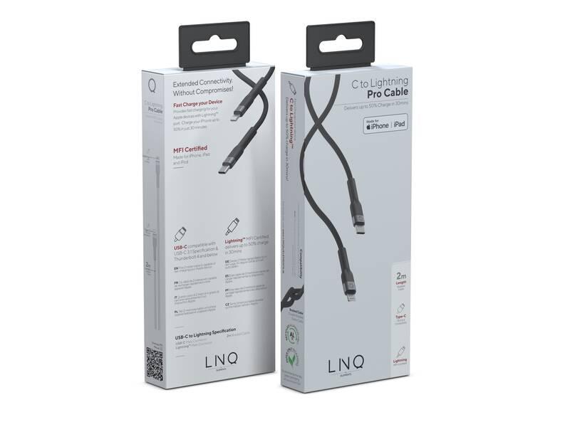 Kabel Linq byELEMENTS USB-C Lightning, Mfi, 2m černý, Kabel, Linq, byELEMENTS, USB-C, Lightning, Mfi, 2m, černý