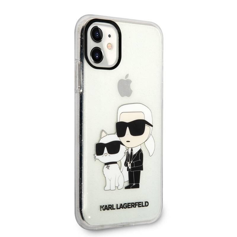 Kryt na mobil Karl Lagerfeld IML Glitter Karl and Choupette NFT na Apple iPhone 11 průhledný