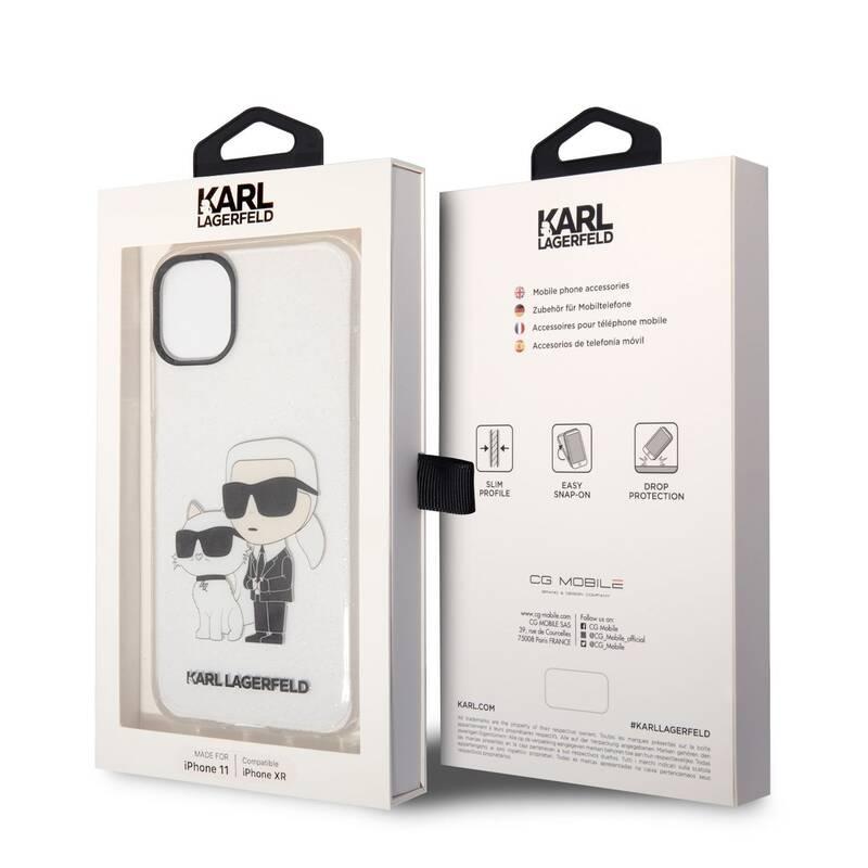 Kryt na mobil Karl Lagerfeld IML Glitter Karl and Choupette NFT na Apple iPhone 11 průhledný