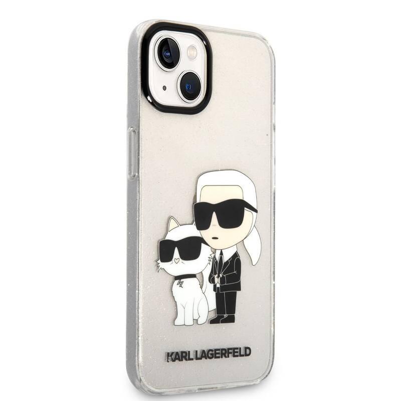 Kryt na mobil Karl Lagerfeld IML Glitter Karl and Choupette NFT na Apple iPhone 13 průhledný