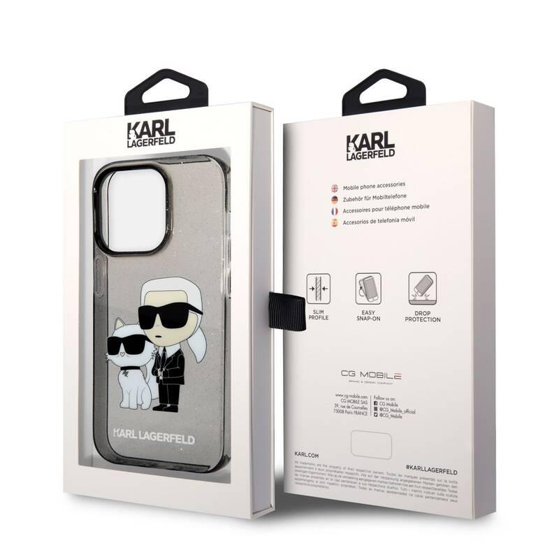 Kryt na mobil Karl Lagerfeld IML Glitter Karl and Choupette NFT na Apple iPhone 14 Pro černý