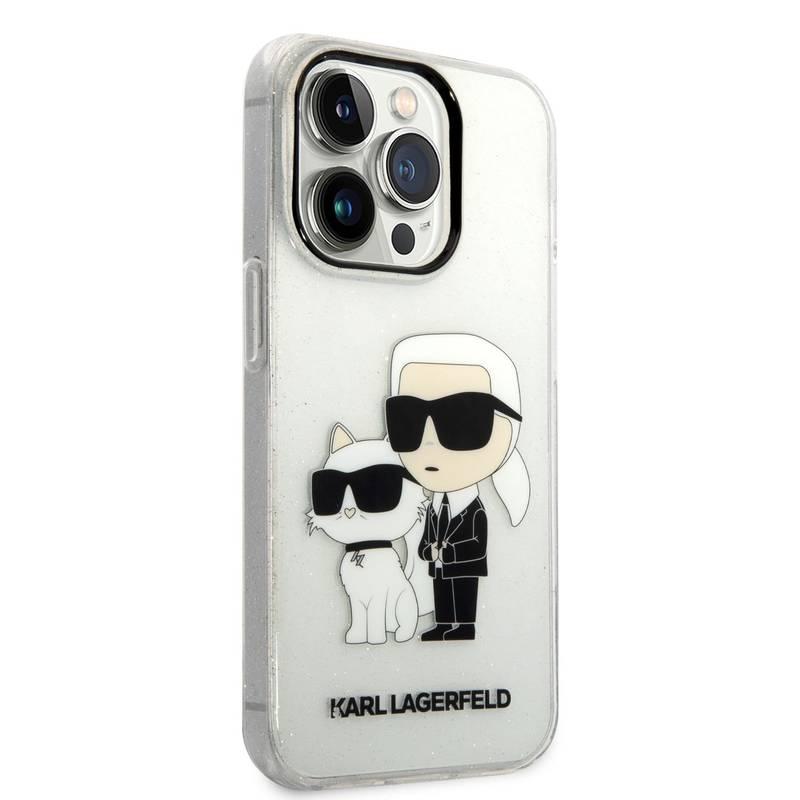 Kryt na mobil Karl Lagerfeld IML Glitter Karl and Choupette NFT na Apple iPhone 14 Pro průhledný