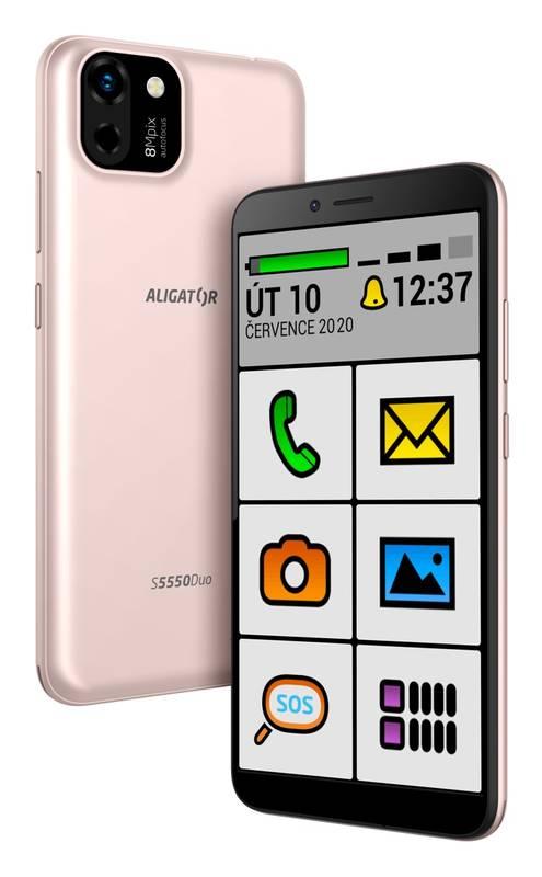 Mobilní telefon Aligator S5550 Senior růžový zlatý