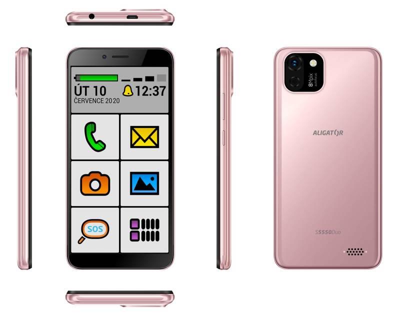 Mobilní telefon Aligator S5550 Senior růžový zlatý, Mobilní, telefon, Aligator, S5550, Senior, růžový, zlatý