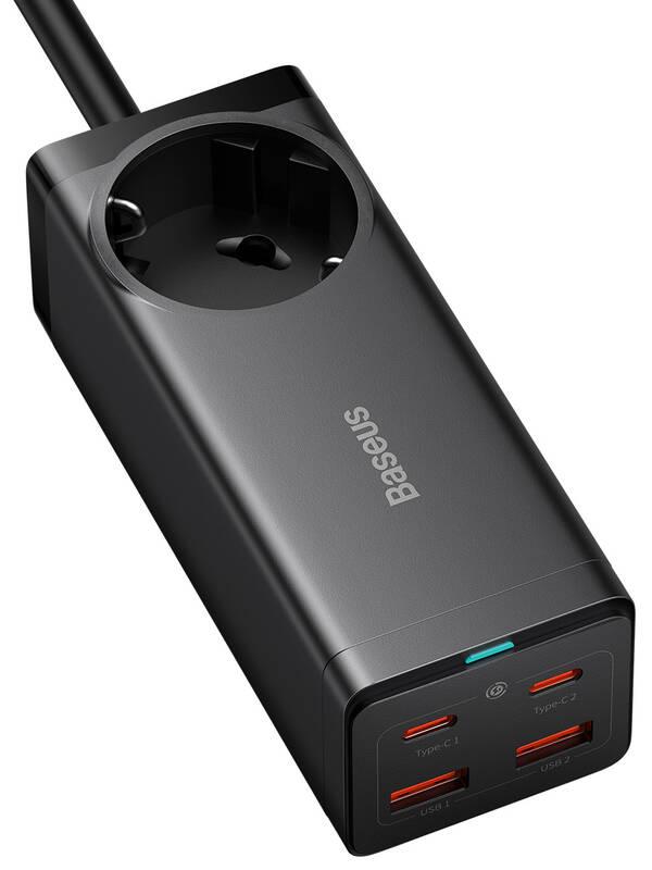 Nabíječka do sítě Baseus GaN3 Pro, 2x USB-C, 2x USB-A, AC, 100W kabel 1.5m USB-C kabel 1m černá