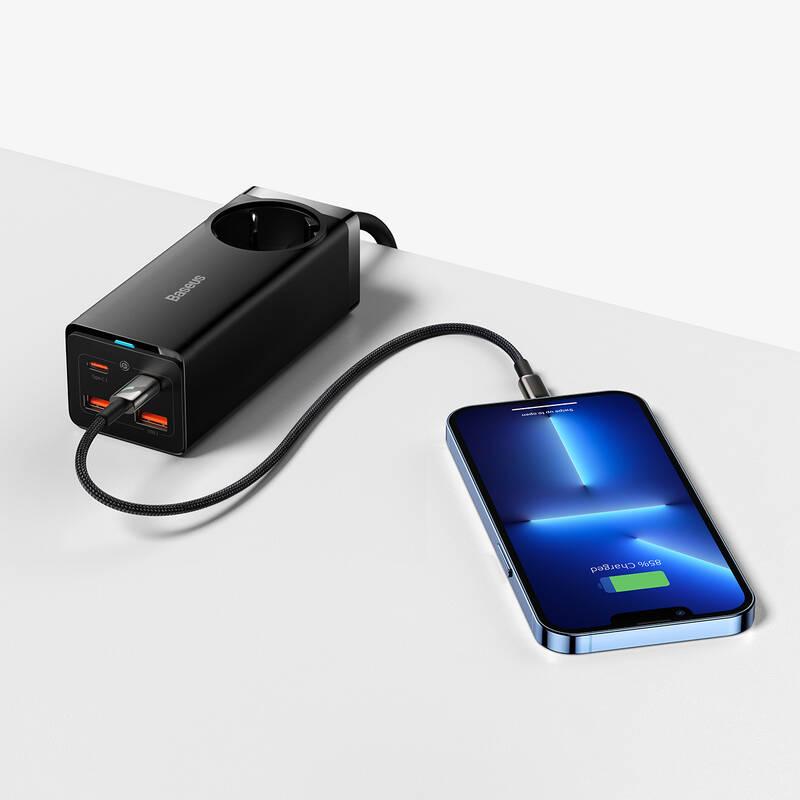 Nabíječka do sítě Baseus GaN3 Pro, 2x USB-C, 2x USB-A, AC, 100W kabel 1.5m USB-C kabel 1m černá
