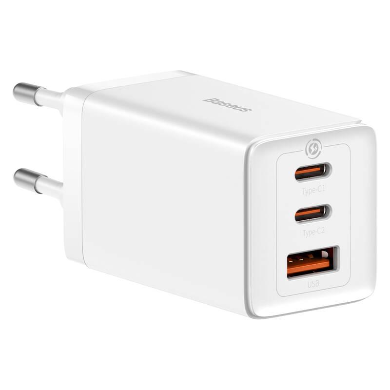Nabíječka do sítě Baseus GaN5 Pro, 2x USB-C, USB-A, 65W USB-C kabel 1m bílá