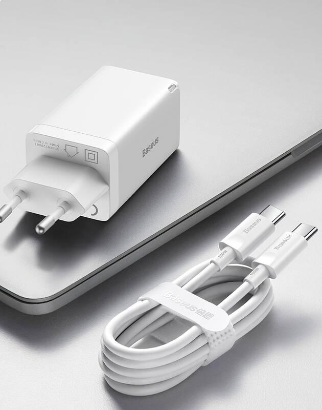 Nabíječka do sítě Baseus GaN5 Pro, 2x USB-C, USB-A, 65W USB-C kabel 1m bílá