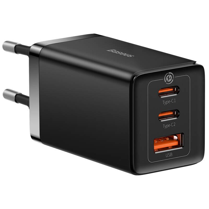 Nabíječka do sítě Baseus GaN5 Pro, 2x USB-C, USB-A, 65W USB-C kabel 1m černá