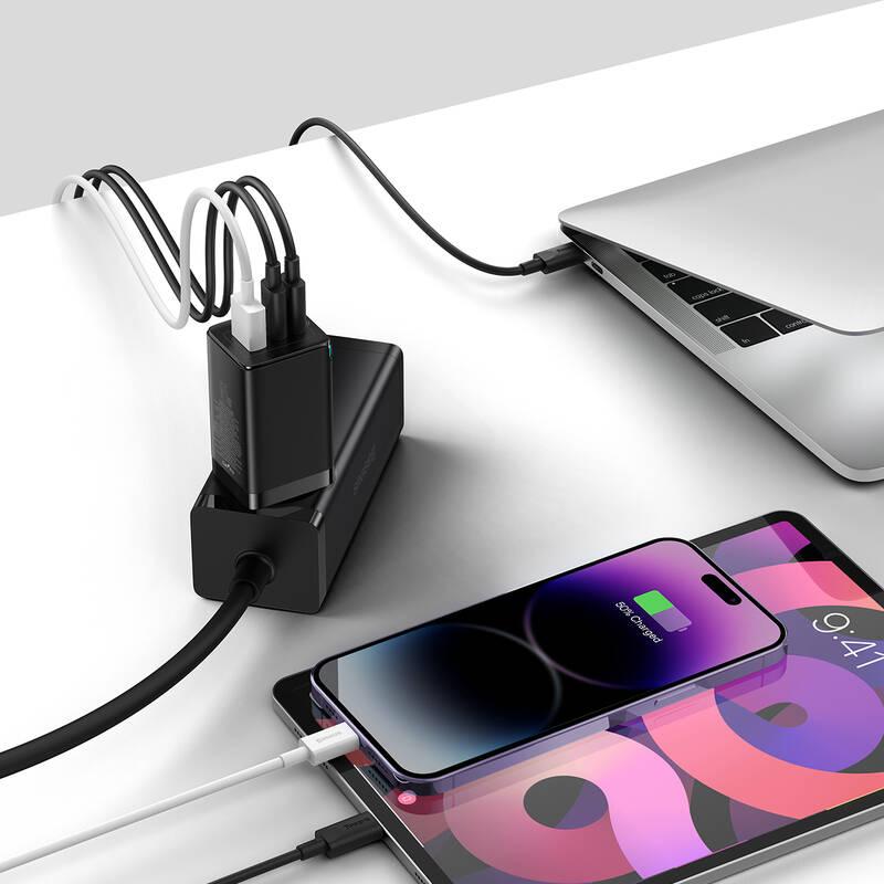 Nabíječka do sítě Baseus GaN5 Pro, 2x USB-C, USB-A, 65W USB-C kabel 1m černá