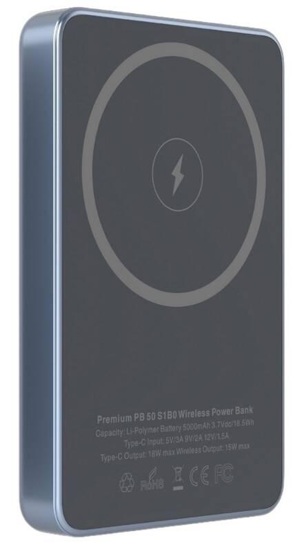 Powerbank CubeNest 5000mAh, Magnetic modrá