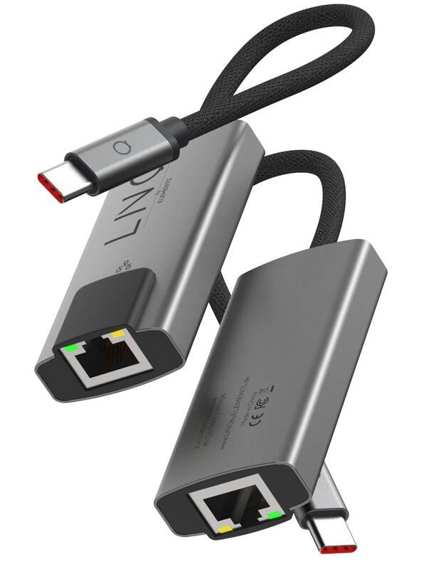 Redukce Linq byELEMENTS USB-C RJ45, 2.5Gbe šedý