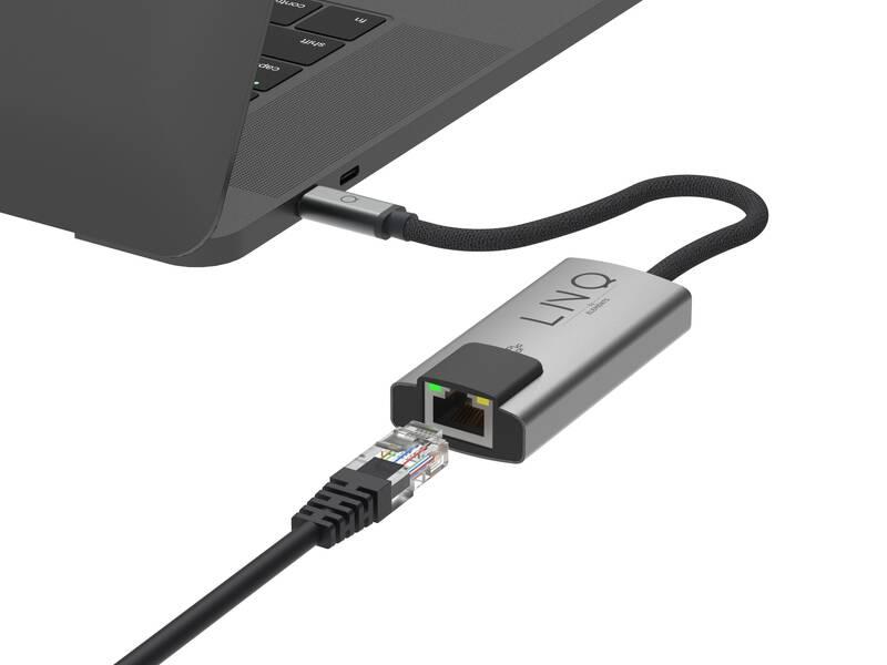Redukce Linq byELEMENTS USB-C RJ45, 2.5Gbe šedý