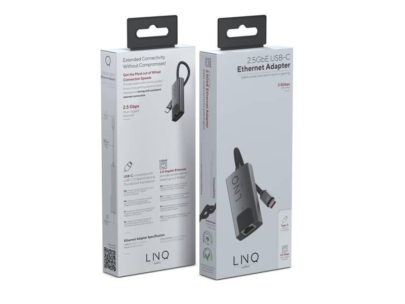 Redukce Linq byELEMENTS USB-C RJ45, 2.5Gbe šedý