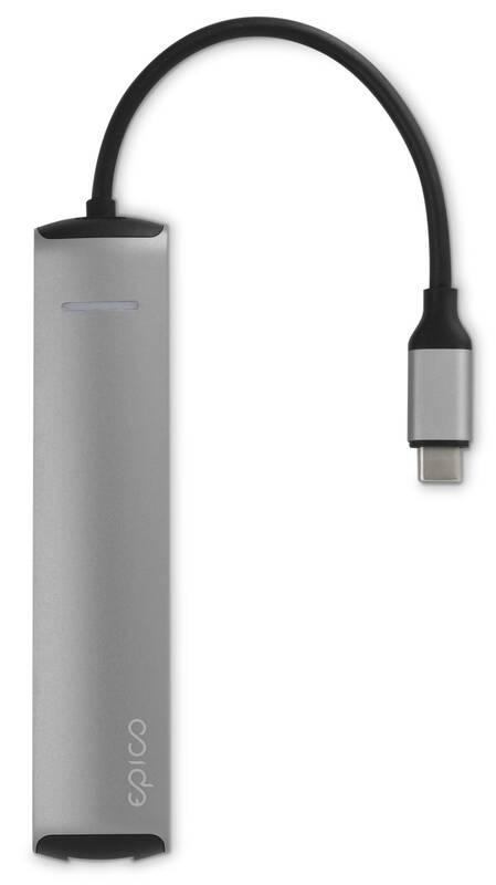 USB Hub Epico USB-C Slim stříbrný